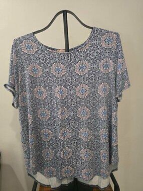 Philosophy Blue/Blush Medallion-Print Top